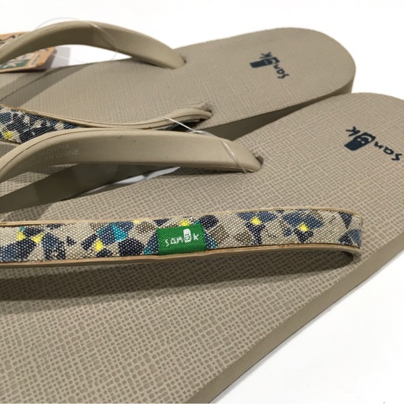 SANUK VEGAN SHIMMY FLIP-FLOP SANDALS -NATURAL MULTICOLOR -WOMEN US 7 -NEW - Picture 3 of 7